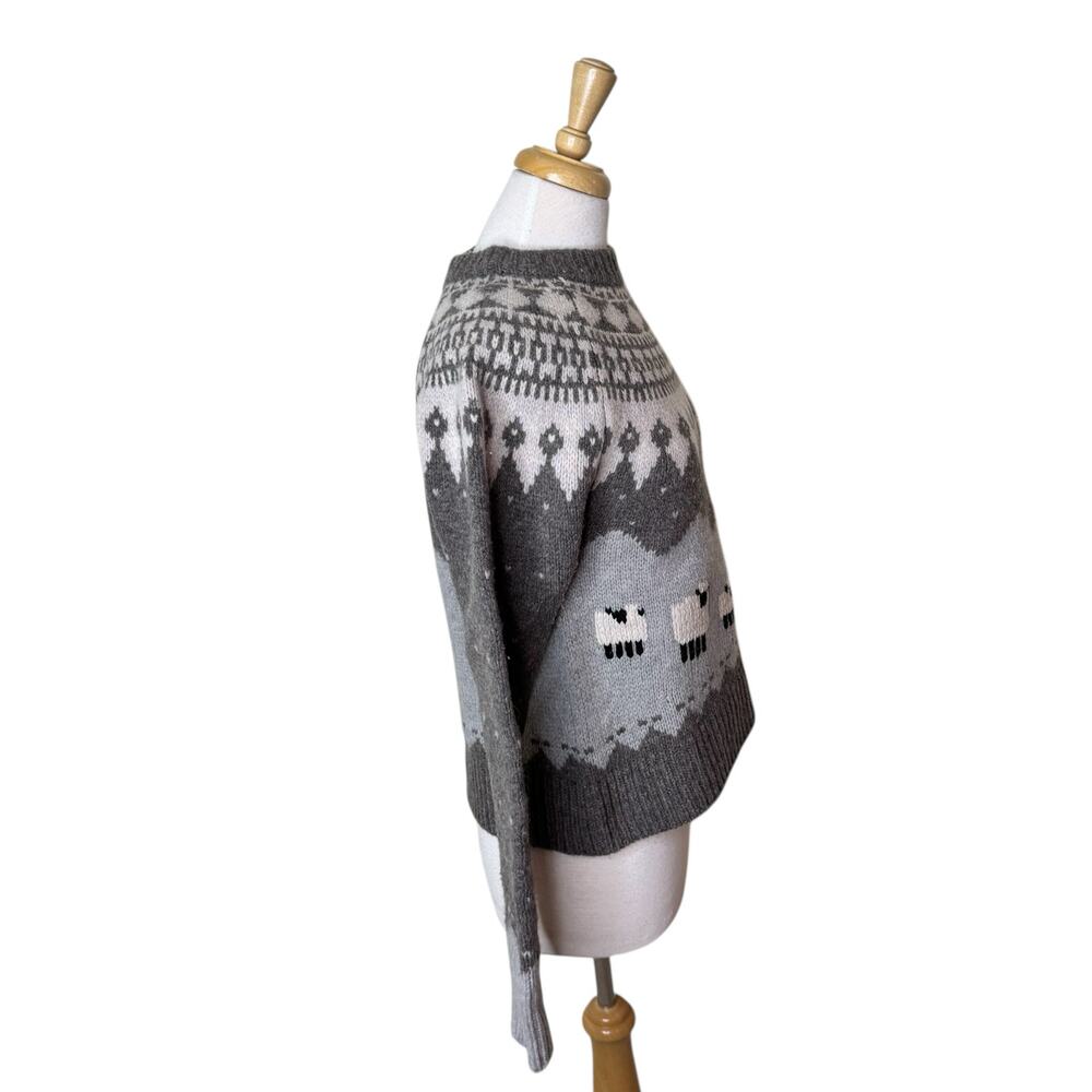 SEA Anja Merino Wool Sheep Sweater Gray Size Small - Picture 5 of 12